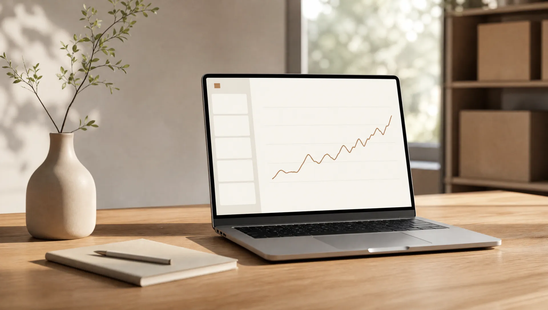 DataOps y modelos — lectura de datos sobre mesa de roble